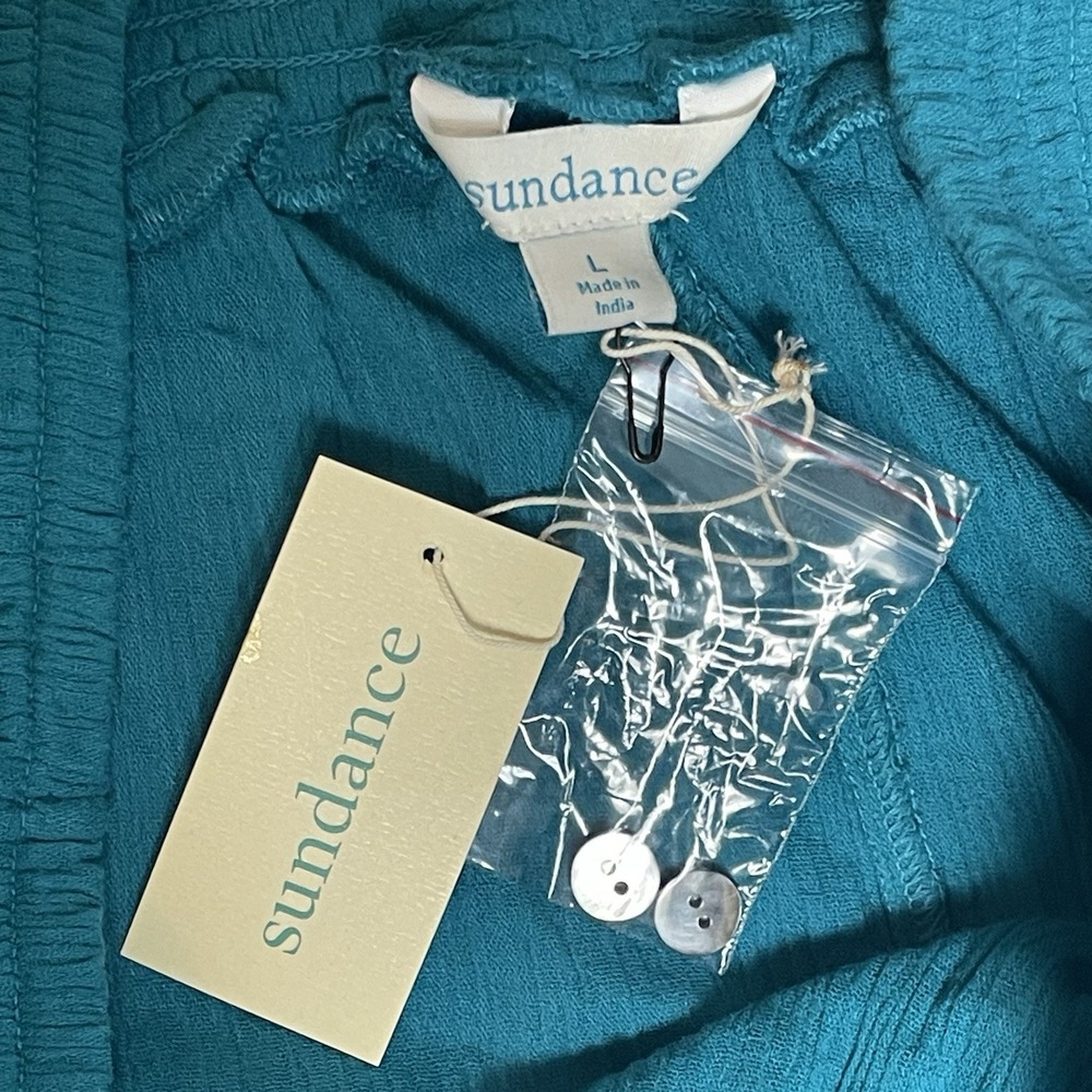 Sundance Beach Dreamer Cotton Gauze  Wide Leg Pants Womens L Elastic Waist Boho - Picture 10 of 11